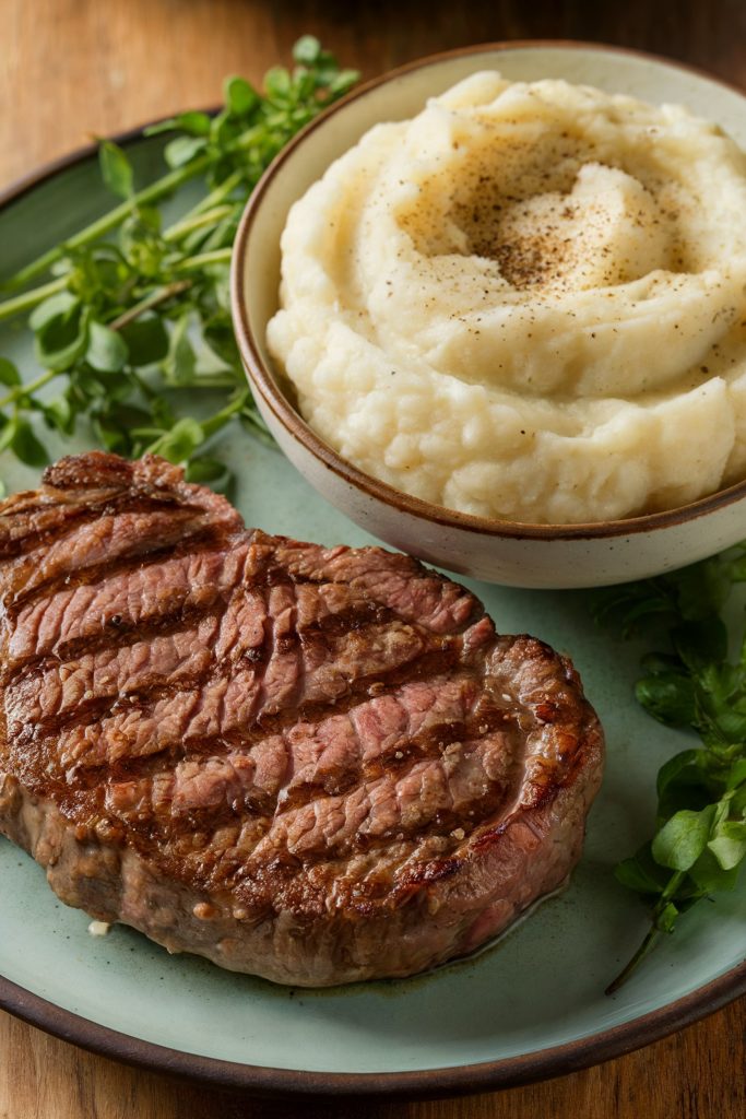 Steak With Cauliflower Mash