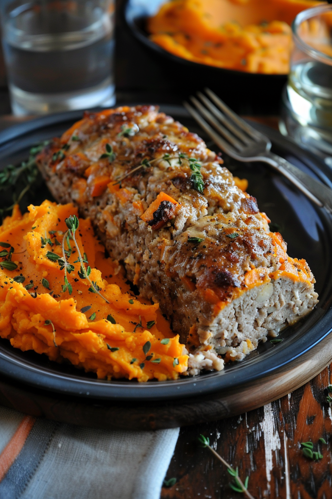Turkey Meatloaf with Sweet Potato Mash