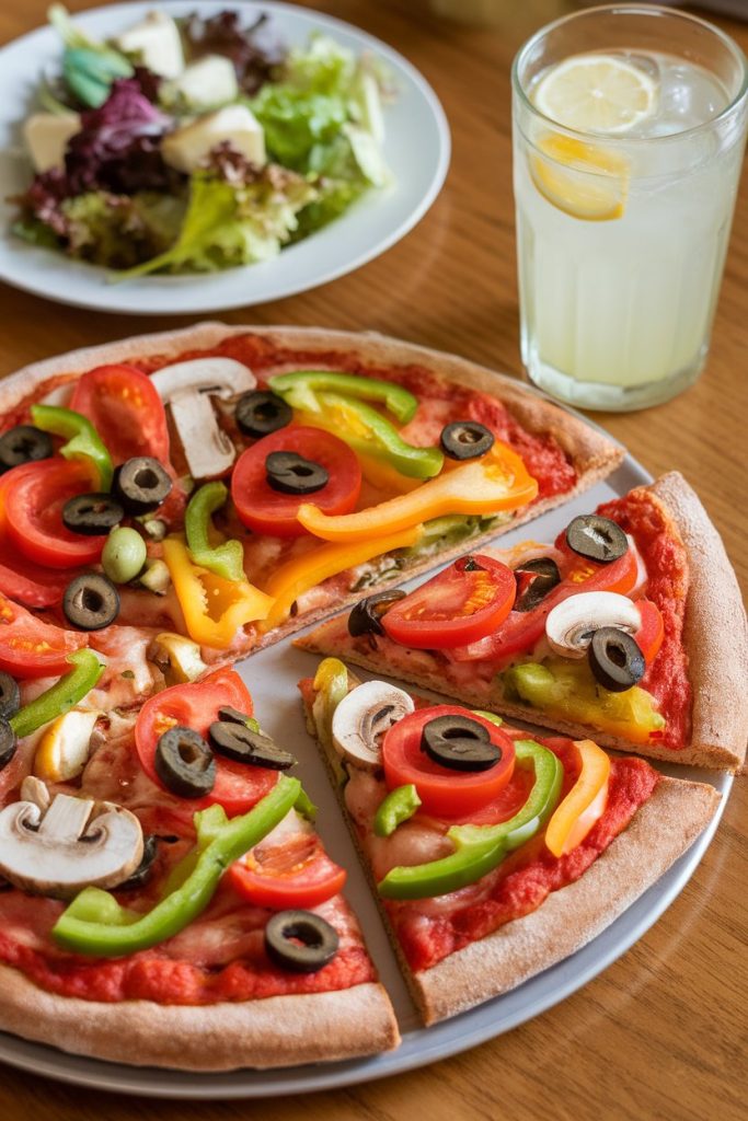 Pizza with Whole Wheat Crust and Veggie Toppings