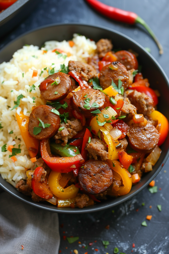 Spicy Sausage and Pepper Stir-Fry