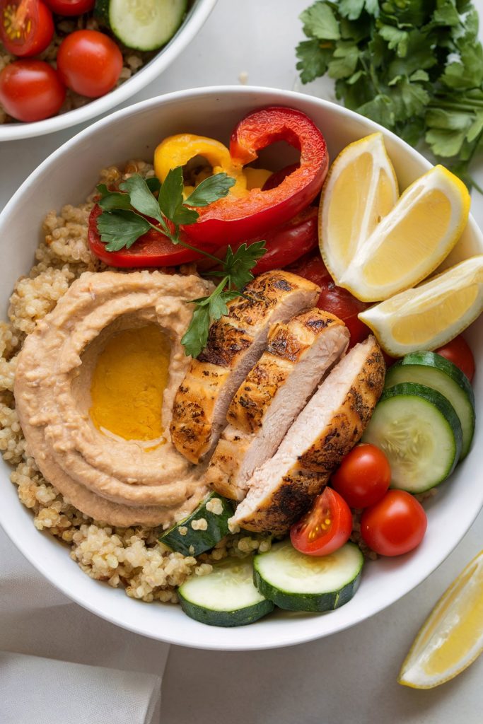 Mediterranean Quinoa Bowls with Hummus and Vegetables