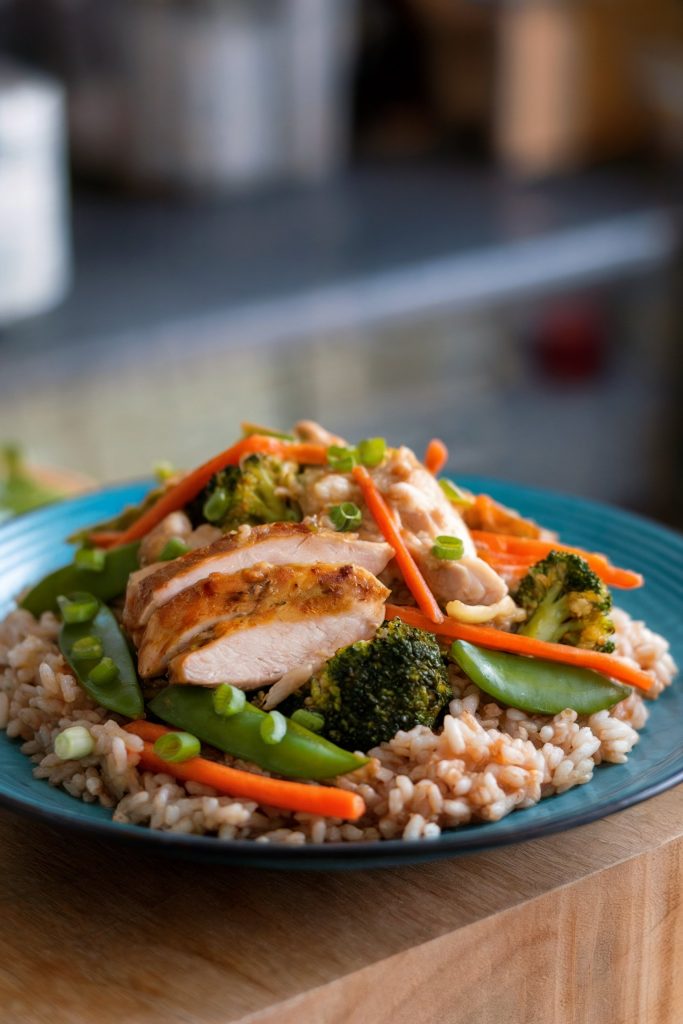 Chicken and Vegetable Stir-Fry with Brown Rice