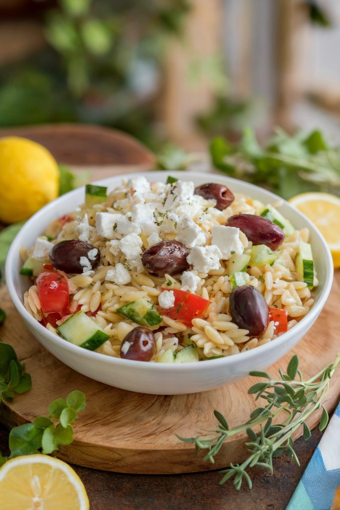 Orzo Pasta Salad with Kalamata Olives and Feta