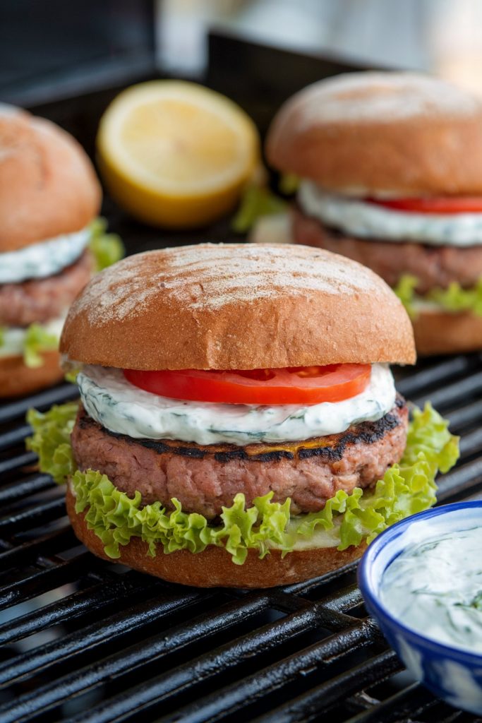 Mediterranean Turkey Burgers with Tzatziki Sauce