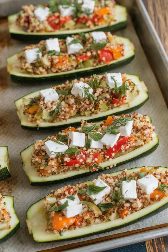 Zucchini Boats with Quinoa and Feta