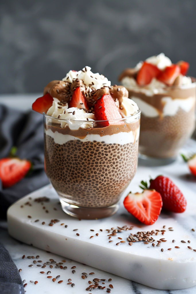 Chia Pudding with Flaxseeds and Almond Butter