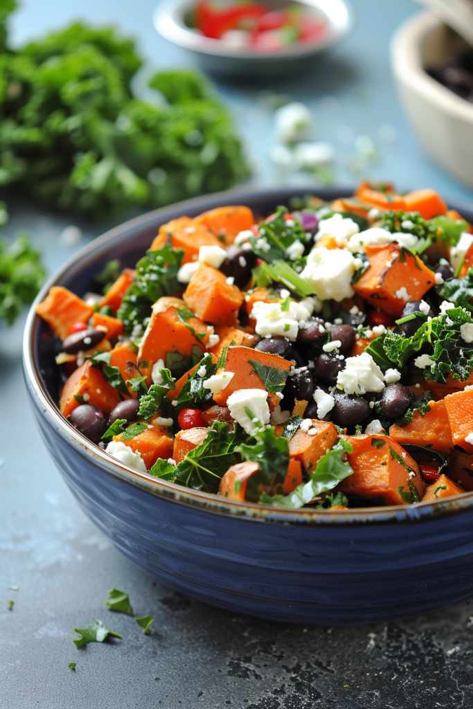 Sweet Potato Hash with Black Beans and Kale