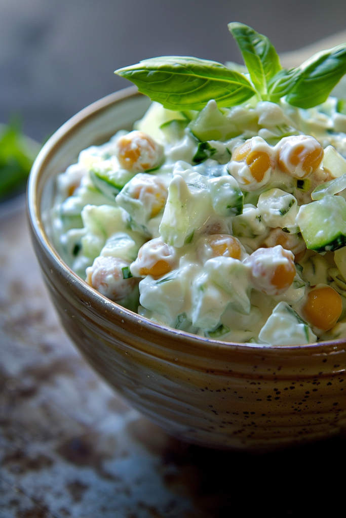 Chickpea Salad with Cucumber and Tahini Dressing