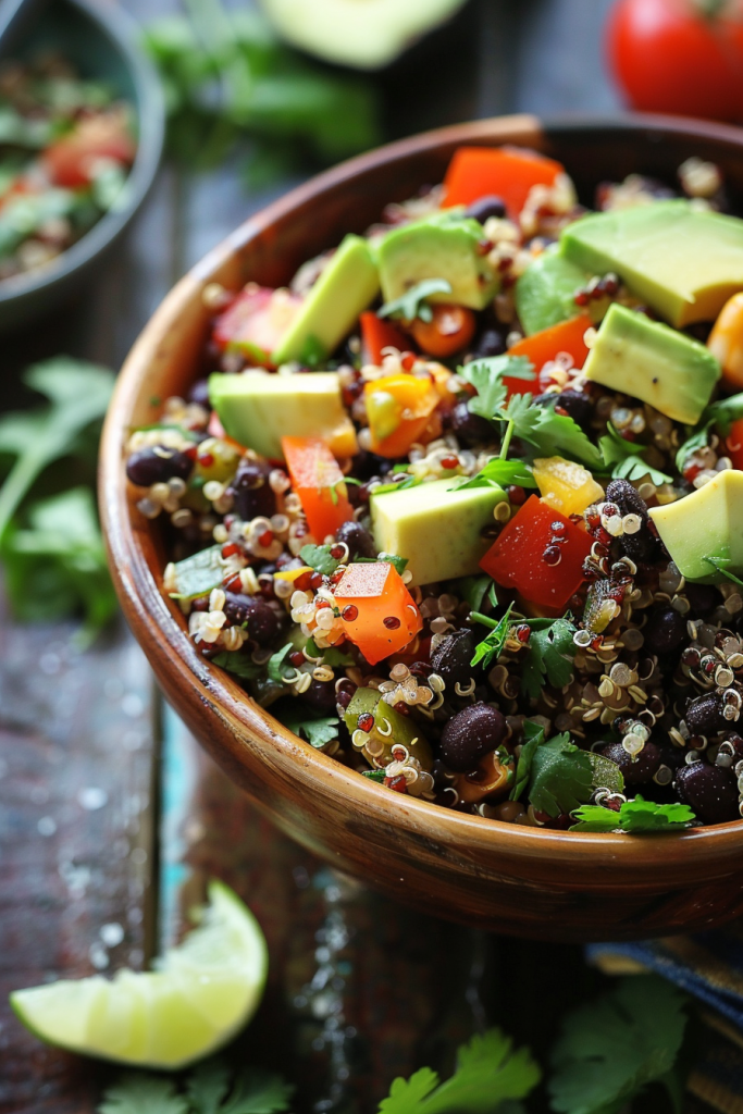 Quinoa and Black Bean Bowl with Avocado