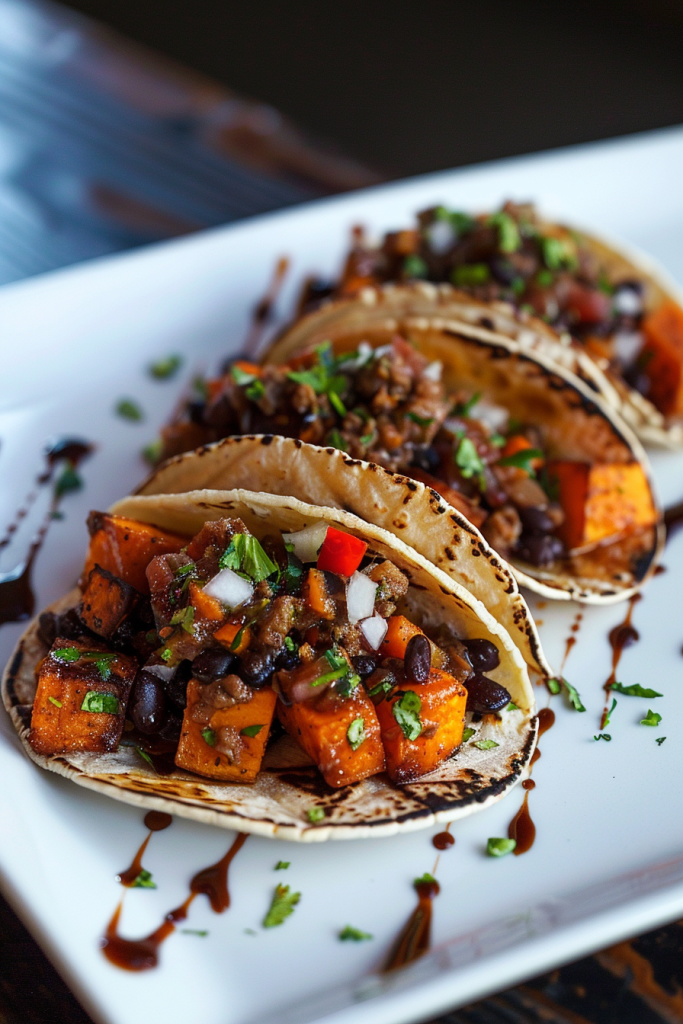 Black Bean and Sweet Potato Tacos on Corn Tortillas