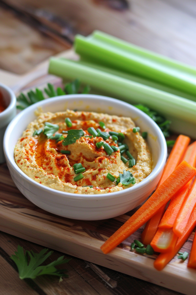 Hummus with Carrot and Celery Sticks