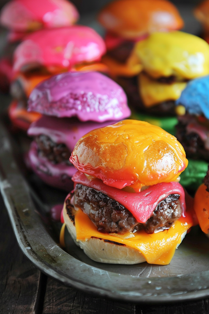 Mini Sliders with Colored Cheese