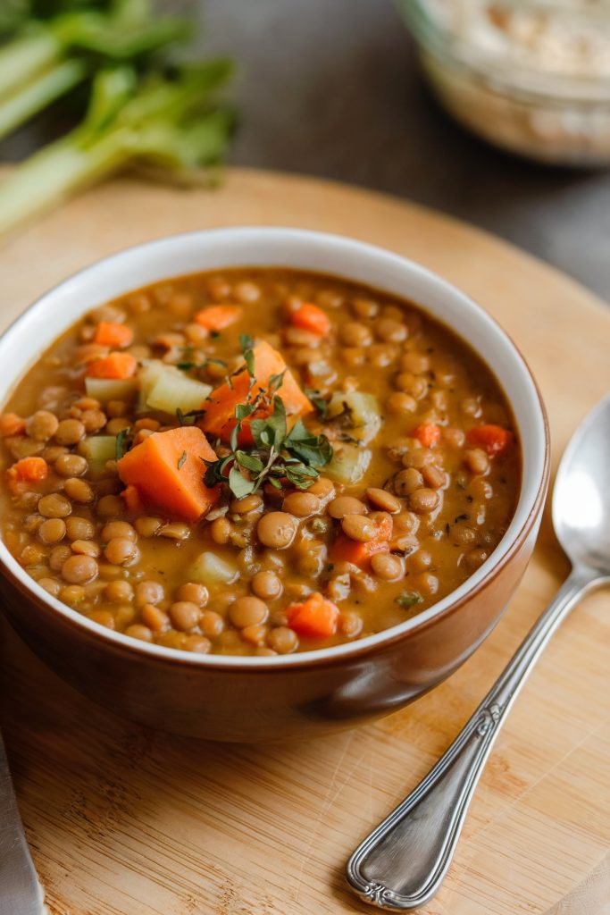Mild Lentil Soup with Carrots and Celery