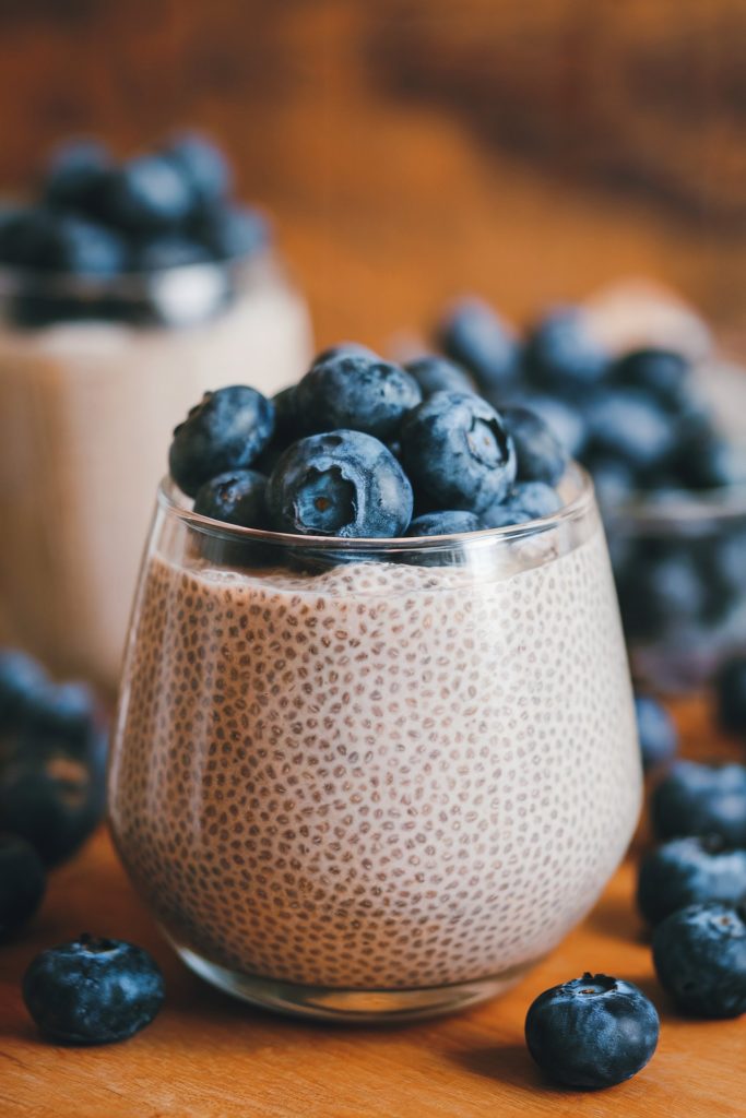 Chia Seed Pudding with Almond Milk and Berries