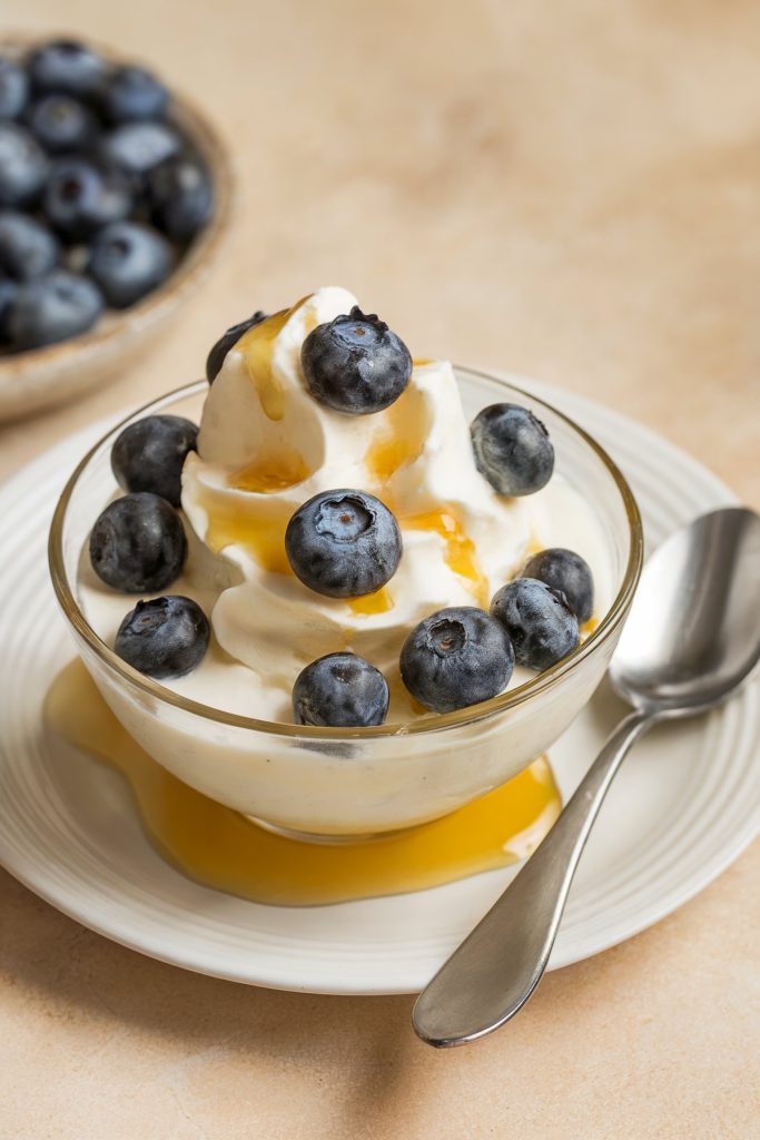 Frozen Yogurt with Honey and Blueberries
