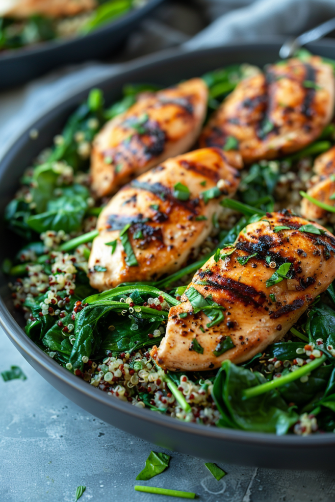 Grilled Chicken with Quinoa and Spinach