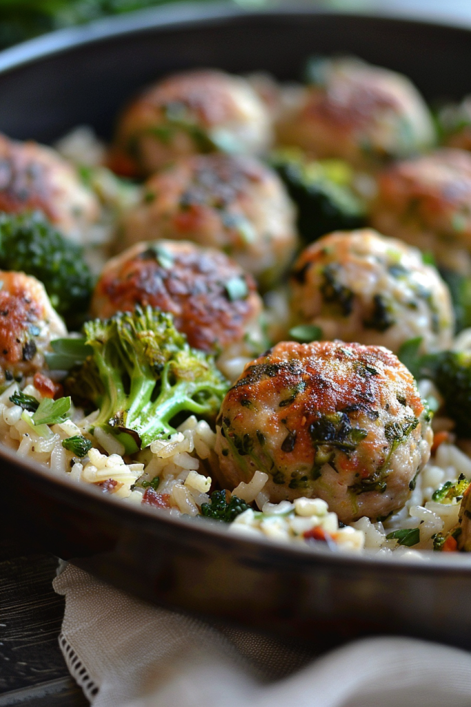 Turkey Meatballs with Brown Rice and Broccoli