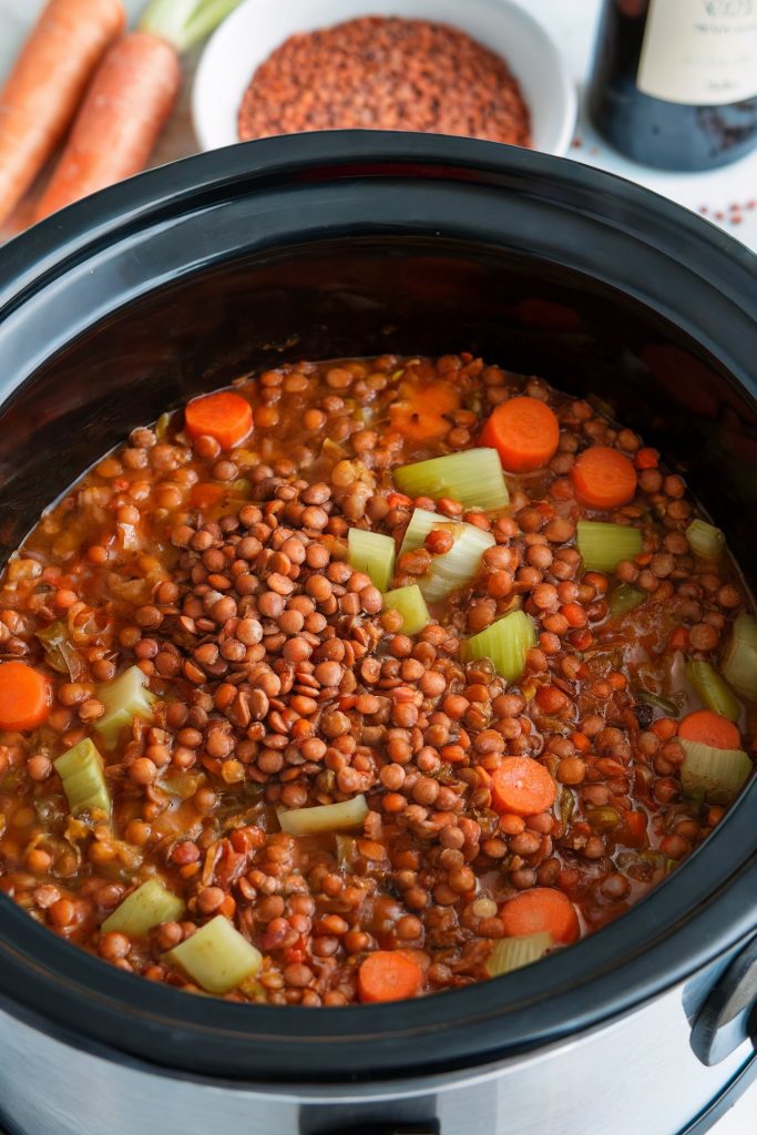 Crockpot Lentil and Vegetable Stew With Red Wine