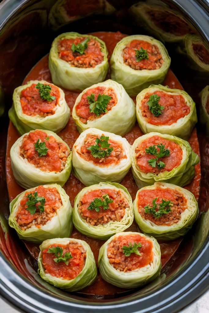 Crockpot Beef and Cabbage Rolls