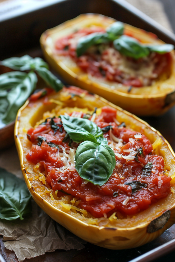 Spaghetti Squash with Tomato Basil Sauce