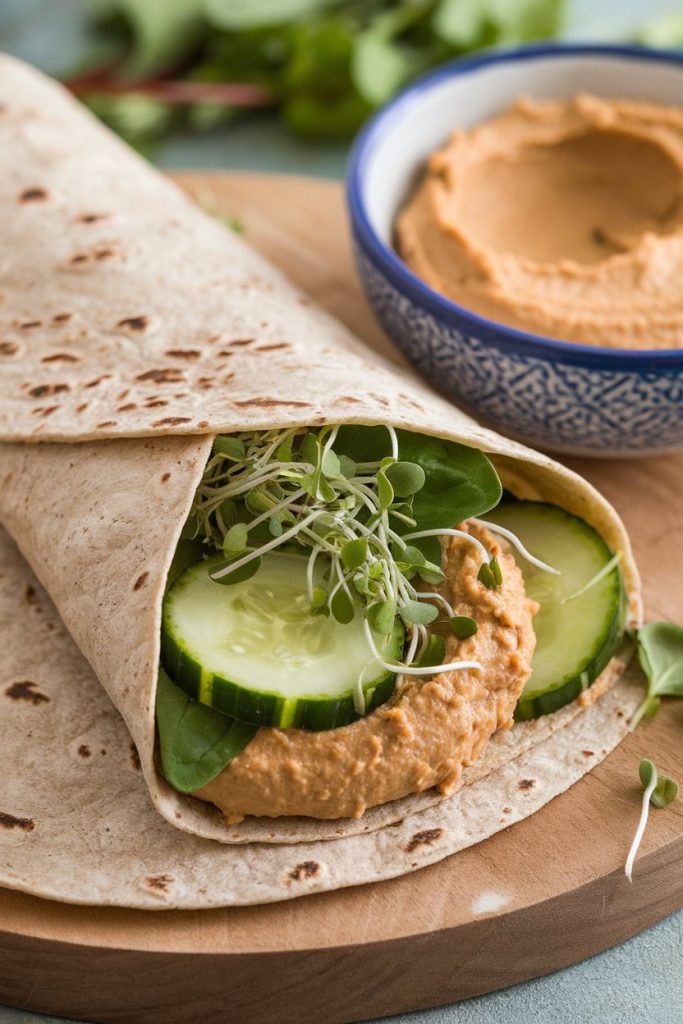 Cucumber and Hummus Wraps