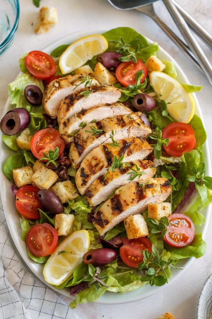 Grilled Lemon Herb Mediterranean Chicken Salad