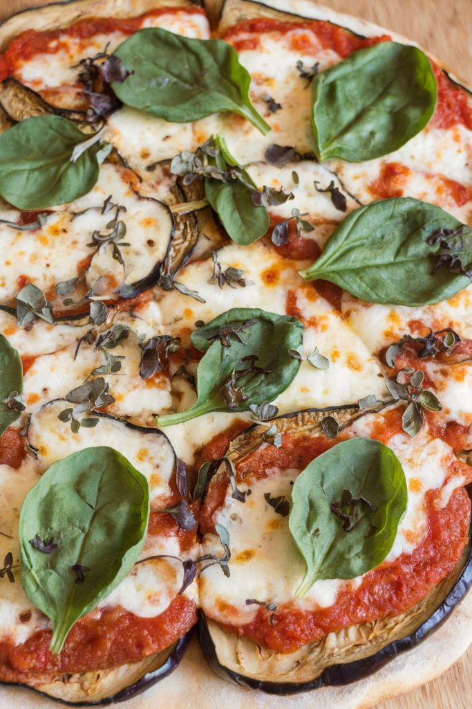 Eggplant and Spinach Pizza