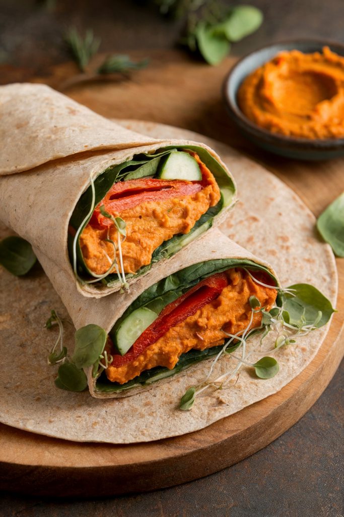 Hummus and Red Pepper Wrap