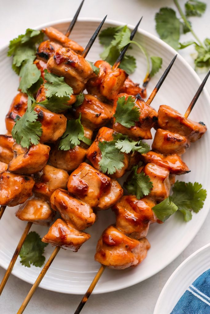 Sriracha Glazed Chicken Skewers