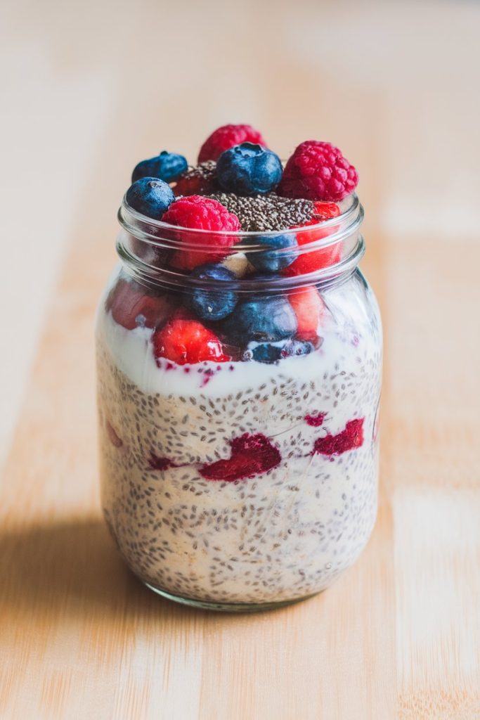 Overnight Oats With Berries and Chia Seeds