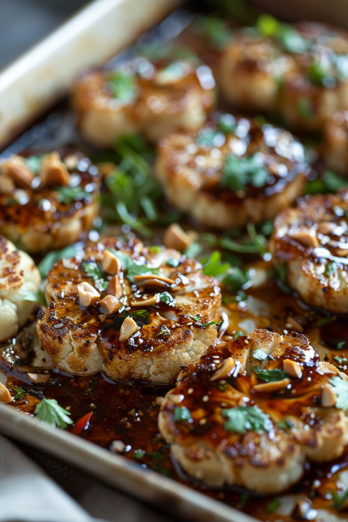 Sheet Pan Kung Pao Cauliflower Steaks