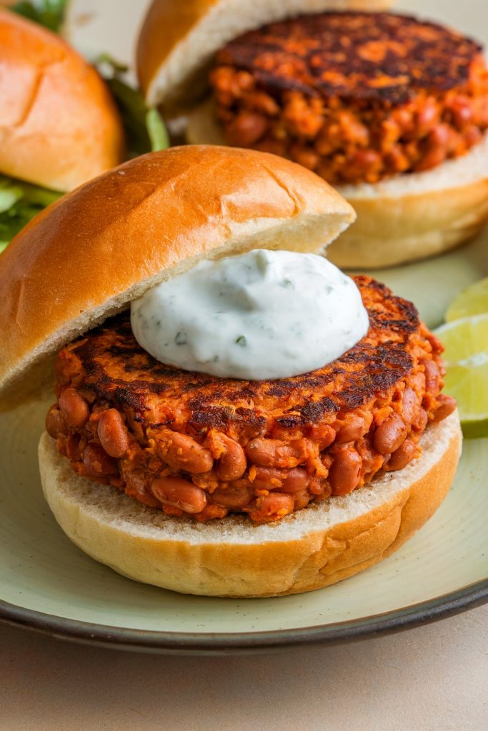 Spicy Bean Burgers With Lime Yogurt