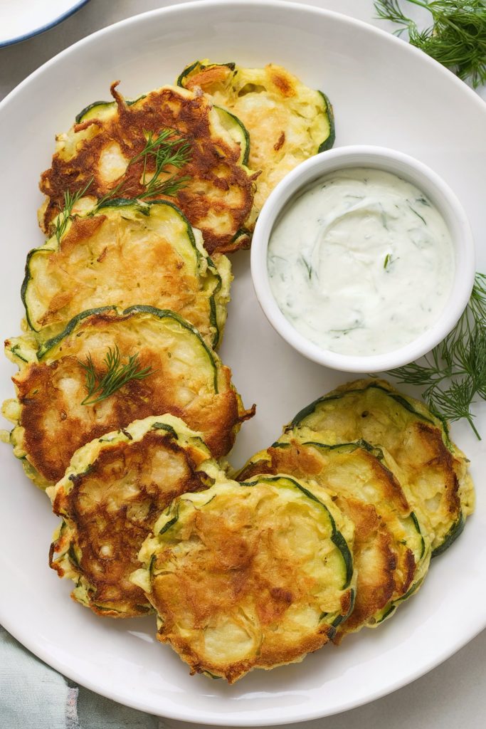 Zucchini Fritters with Tzatziki Sauce