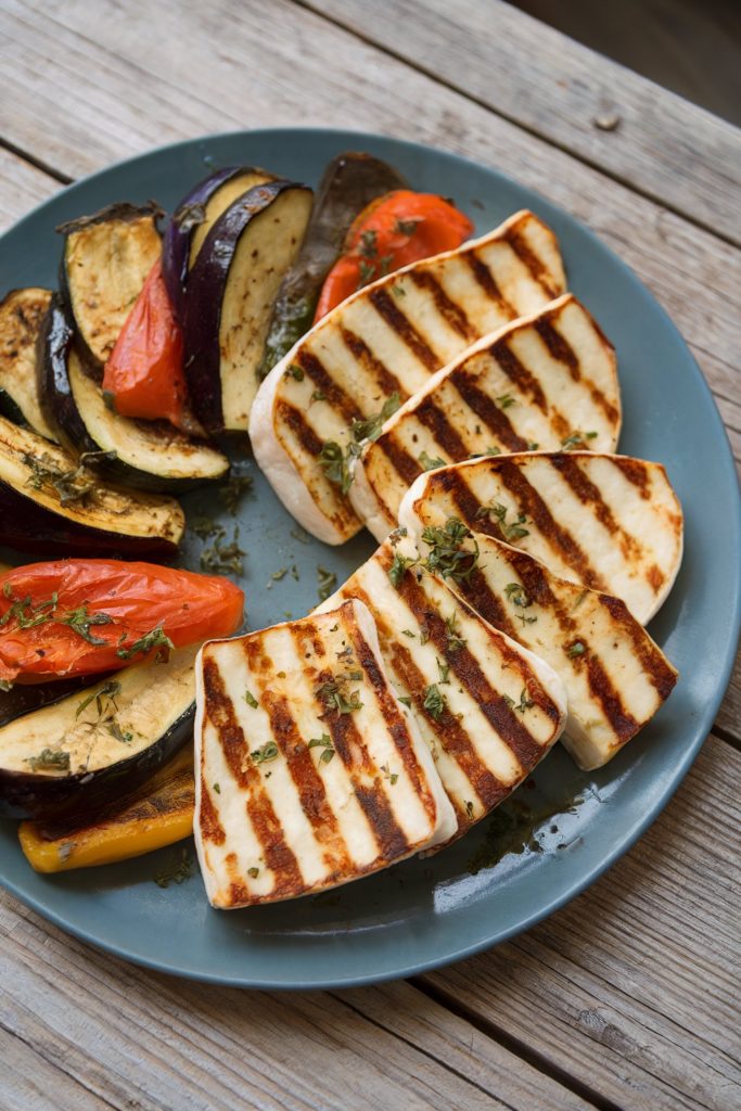 Grilled Halloumi Cheese with Roasted Vegetables