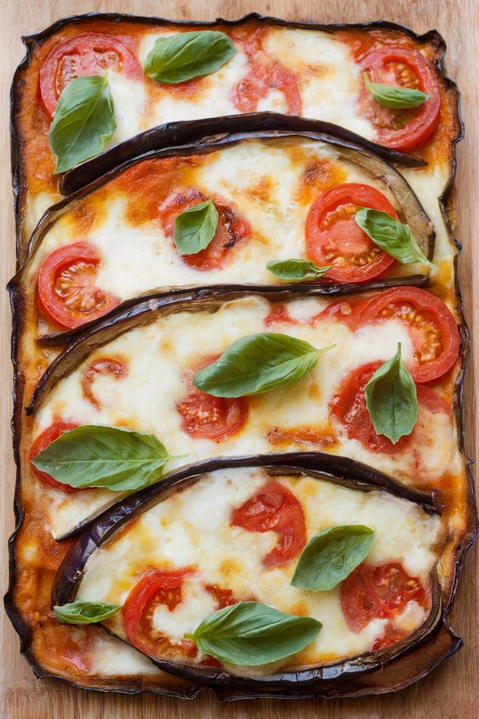 Roasted Eggplant with Tomatoes and Basil