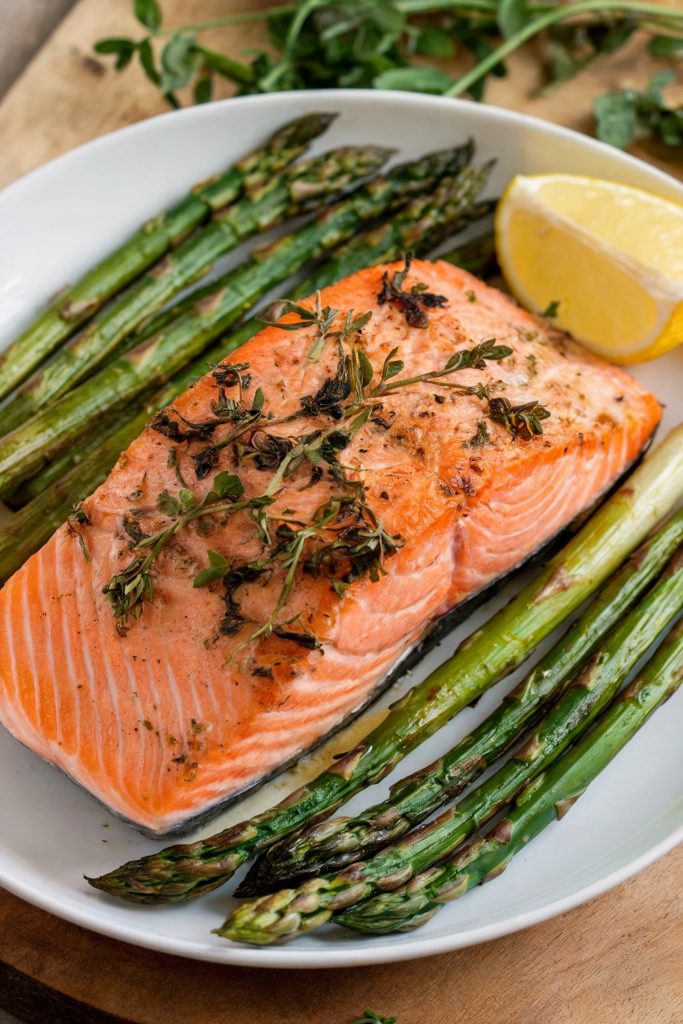 Lemon Herb Roasted Salmon with Asparagus