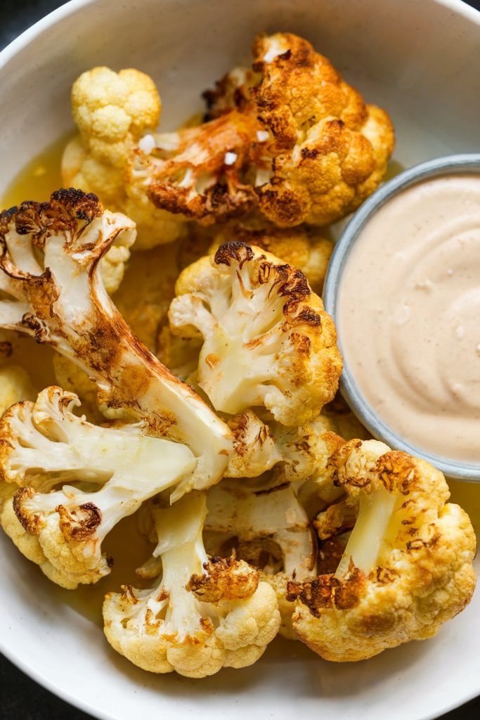 Spicy Roasted Cauliflower with Tahini Sauce