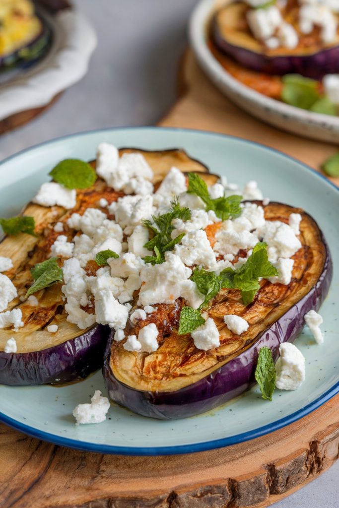 Harissa Roasted Eggplant with Feta Cheese