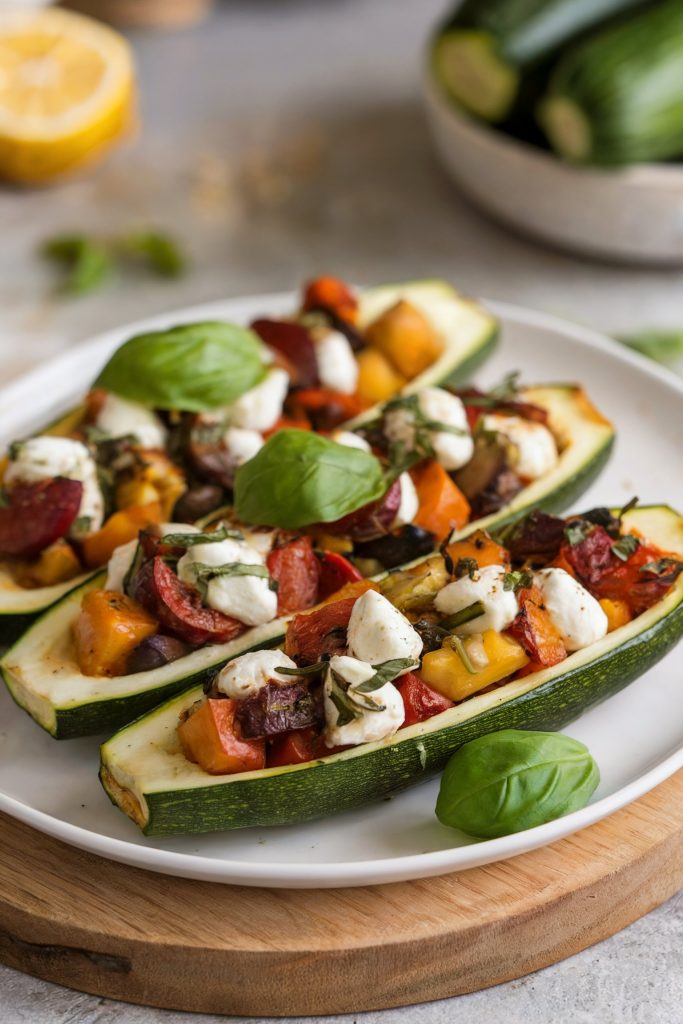 Italian Herb Roasted Zucchini Boats