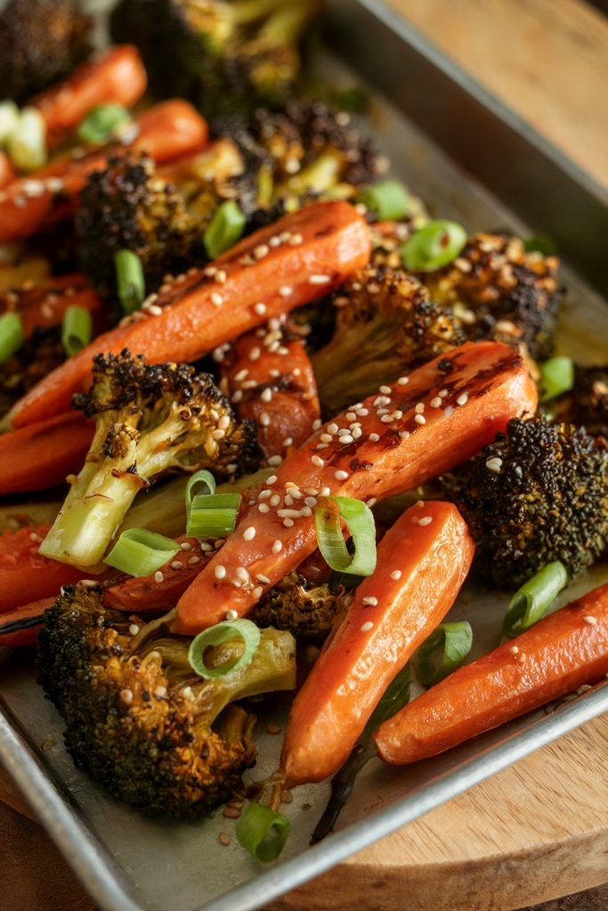 Ginger Soy Roasted Broccoli and Carrots