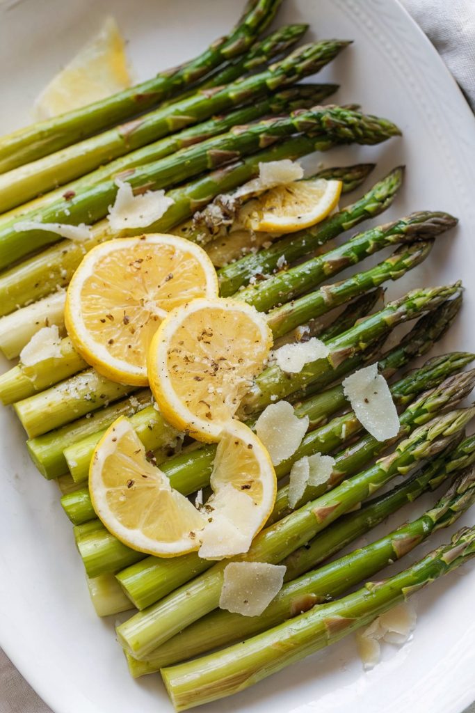 Lemon Garlic Roasted Asparagus with Parmesan Cheese