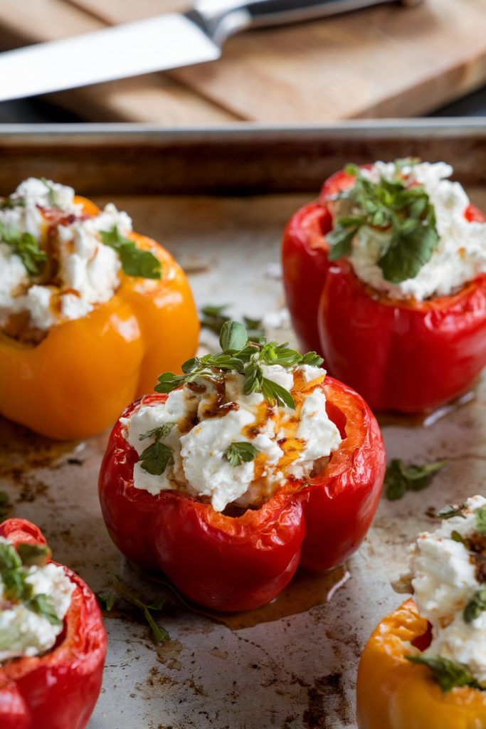 Roasted Bell Peppers with Goat Cheese