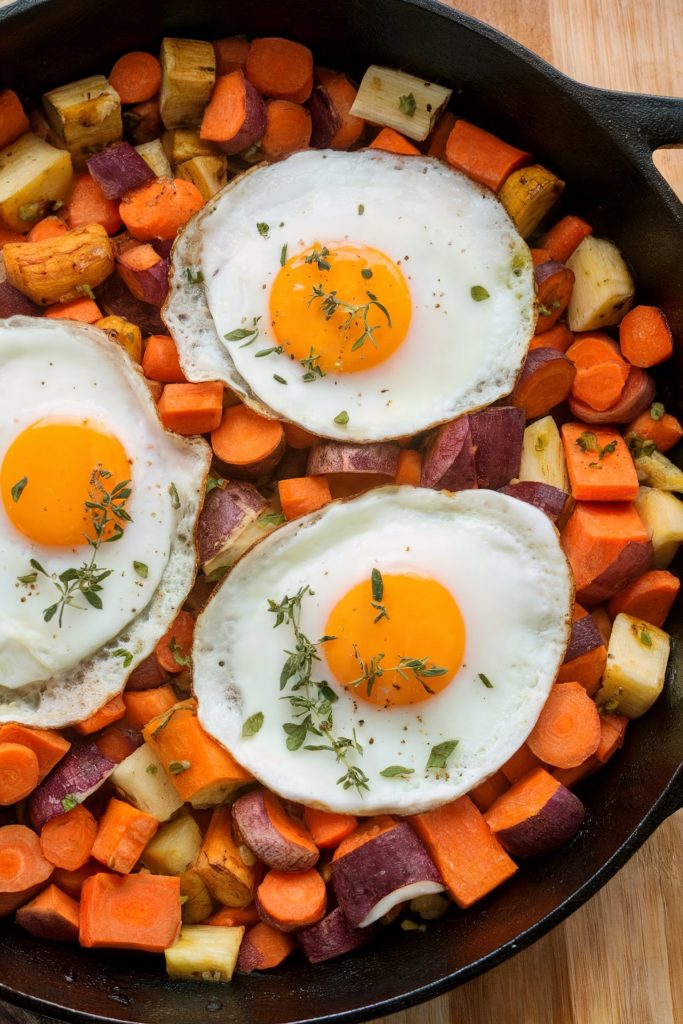 Roasted Root Vegetable Hash with Fried Eggs