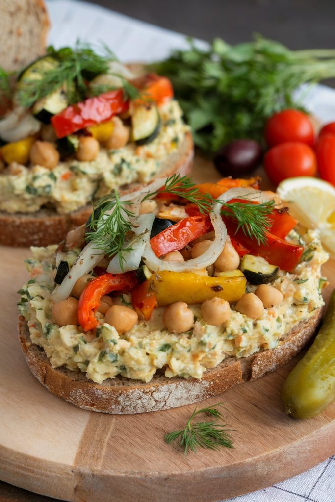 Roasted Vegetable and Chickpea Salad Sandwiches