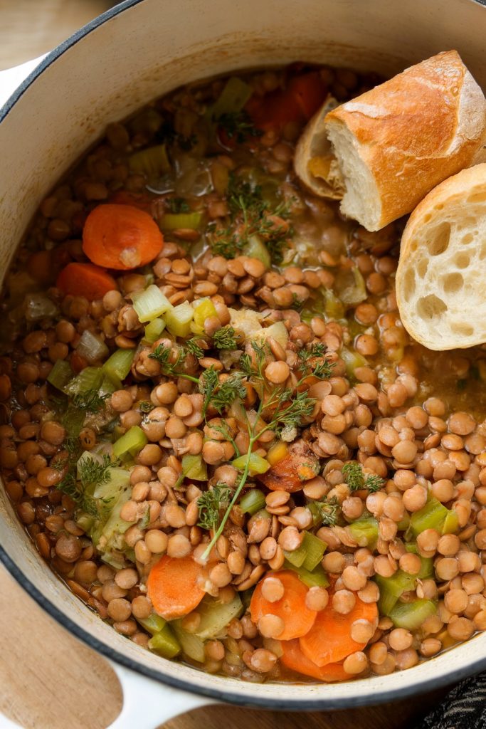 Lentil Stew in a Dutch Oven