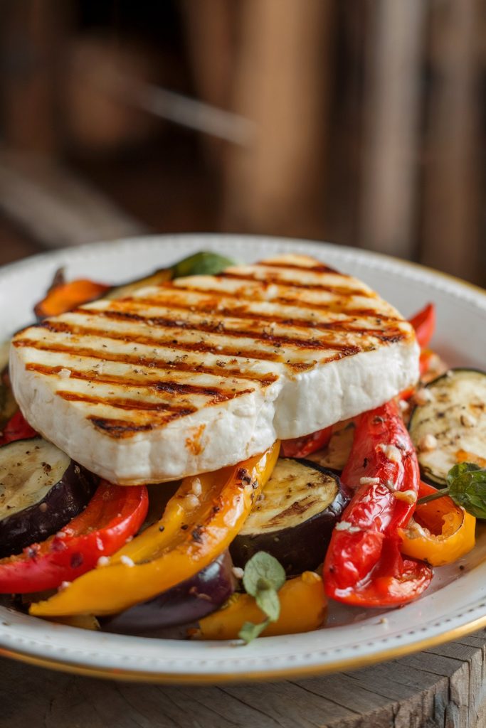Grilled Halloumi Salad With Roasted Vegetables