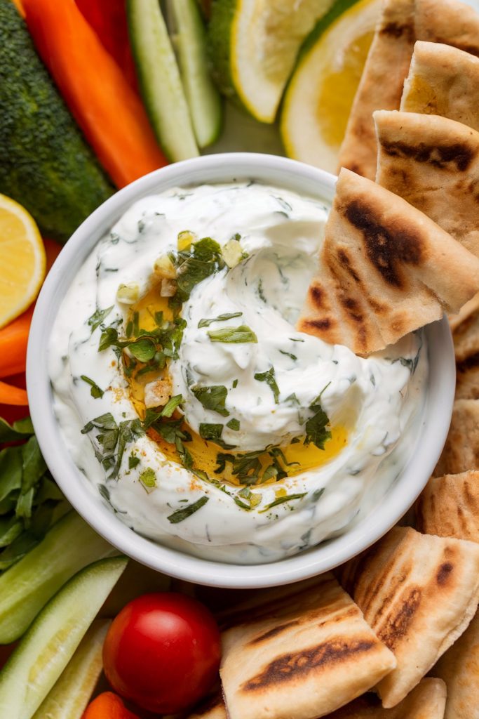 Greek Yogurt Dip With Herbs and Vegetables
