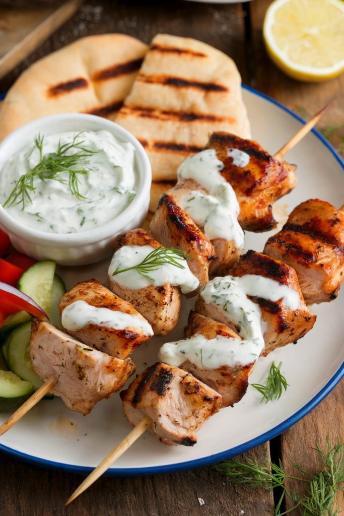 Chicken Souvlaki With Tzatziki Sauce
