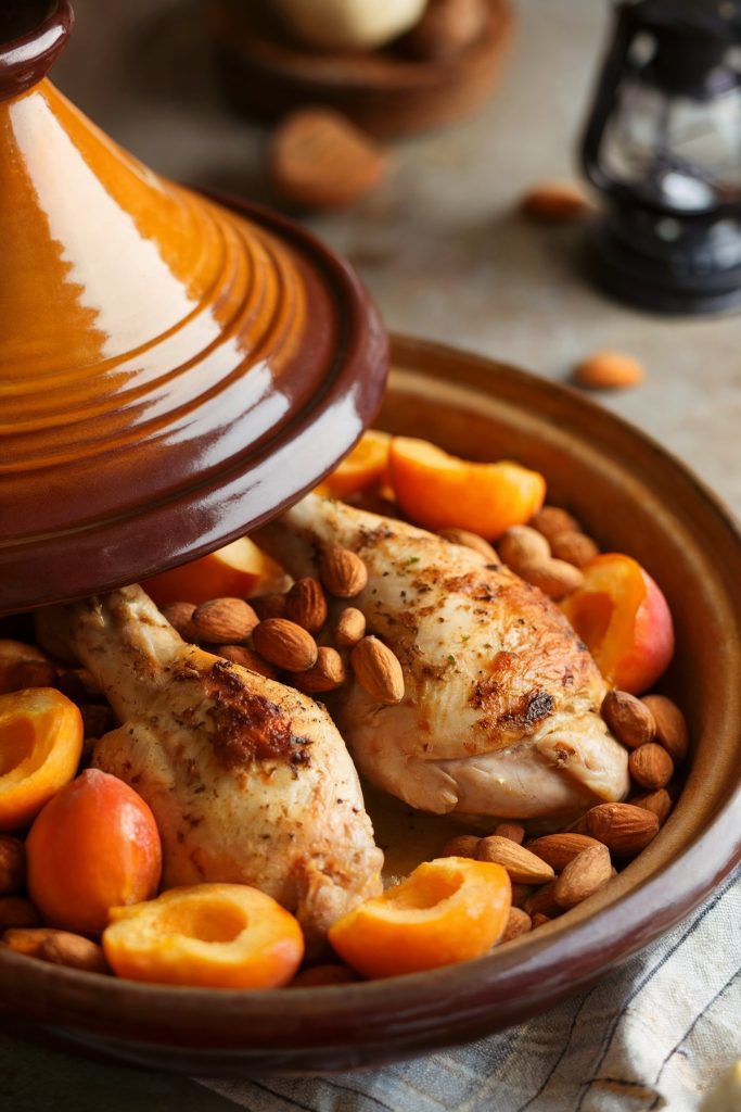 Moroccan Chicken Tagine With Apricots and Almonds