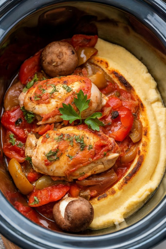 Slow Cooker Chicken Cacciatore With Polenta